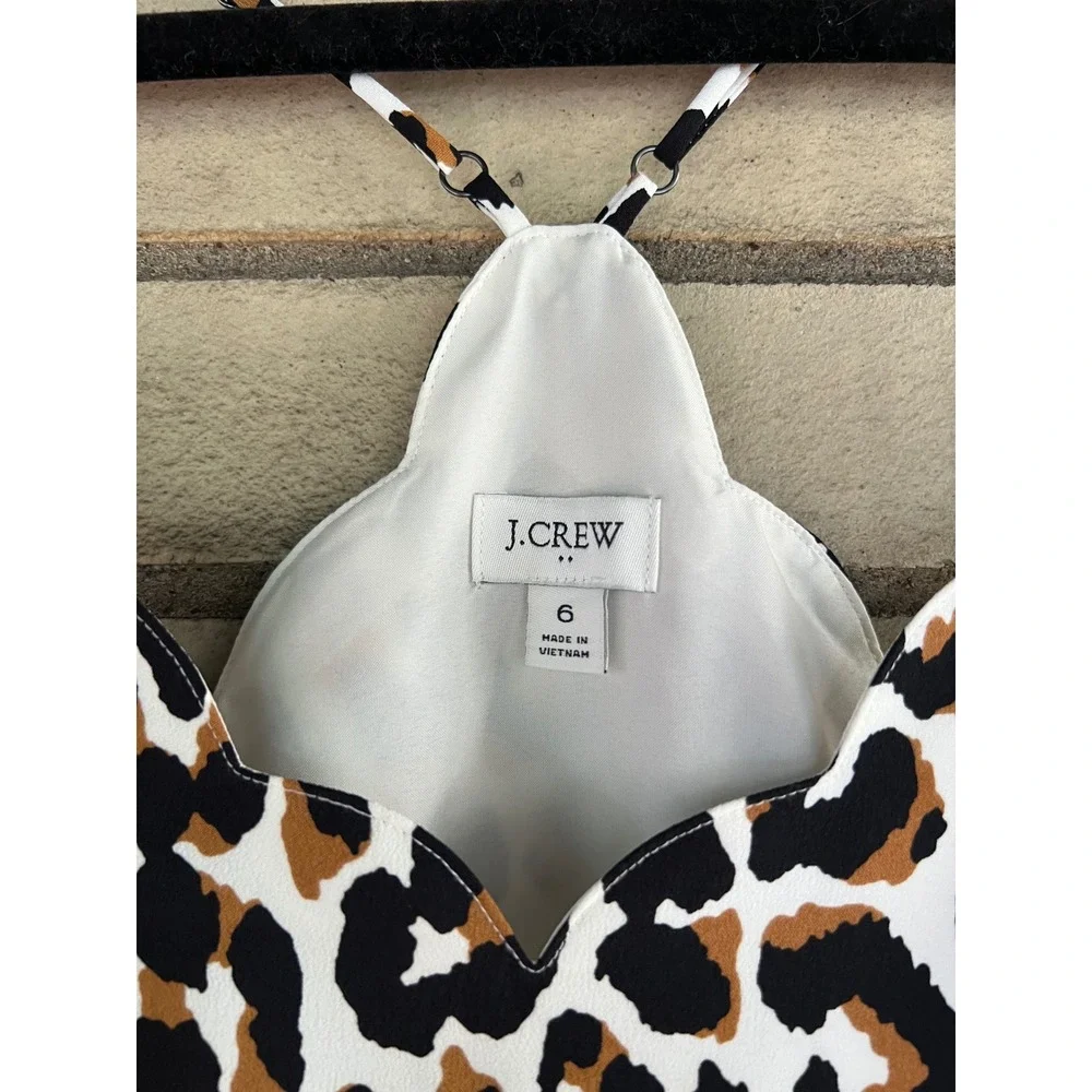 J. Crew Leopard Print Scalloped Racerback Camisole Top Small Size 6